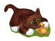 Brown Tuxedo Kitten and Duckling  are Best Friends