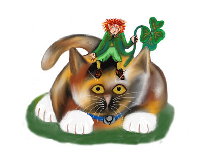 Calico Kitten and her Leprechaun Pal