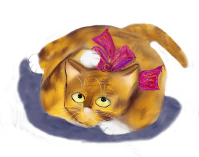 Damn Bow! Get it Off! Meows Orange Tiger Kitten