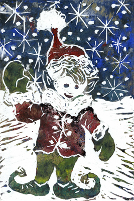 Elf - Block print in color