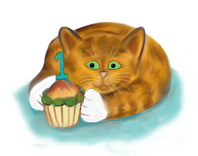 Happy First Birthday to Orange Tiger Cat