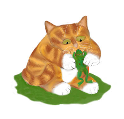 Hello Frog says Tiger Kitten