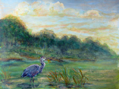 Heron Morning - acrylic