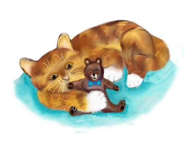 Kitty Hugs Teddy Bear