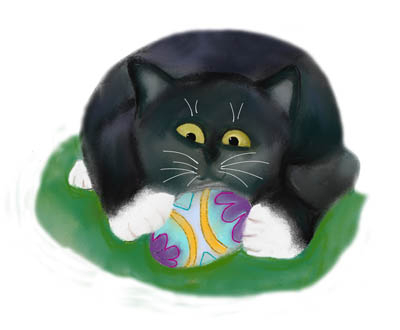 Mine, this Easter Egg is all mine says kitten