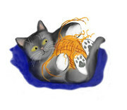 Orange Ball of Yarn and Kitty