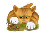 Orange Tiger Kitten Finds a Snail