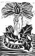 Single Candle with Holy Sprig - Block print