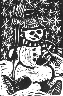 Snowman - block Print