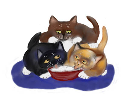 Threes a Crowd around a Yogurt Bowl