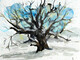 Winter Field Oak, watercolor